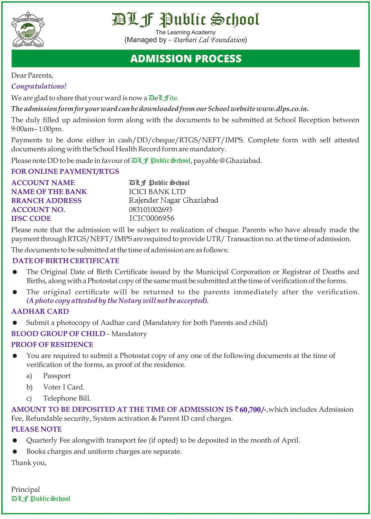 Admission Process